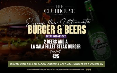 Score Big with Burger & Beers every wednesday at The Clubhouse Marbella